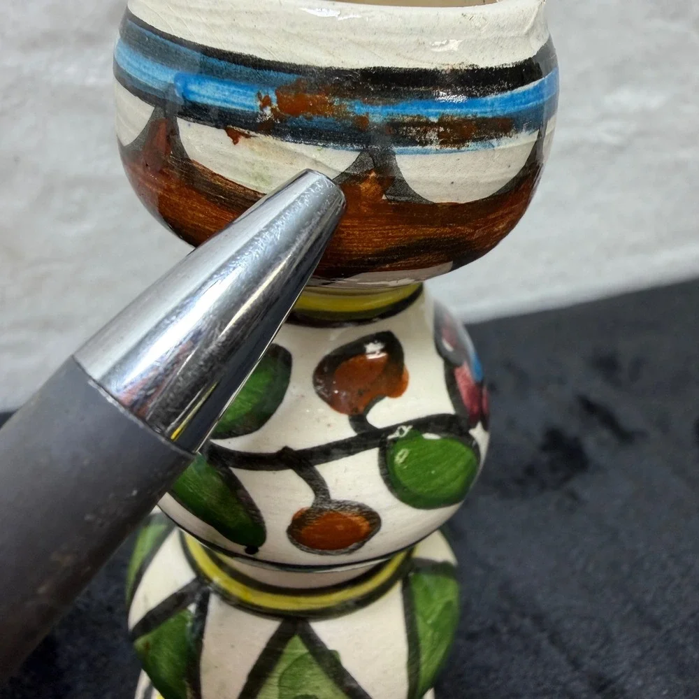2 Hand Painted Turkish Iznik Style Ceramic Bud Vases Set Floral Red Blue‎ Yellow